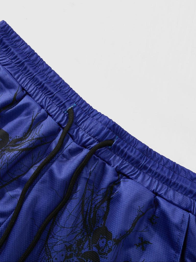 Product Introduction of Men's Regular Fit Halloween Print Basketball Shorts, Casual Comfy Breathable Gym Shorts for Daily Outdoor Wear, Men's Bottoms for All Seasons 3