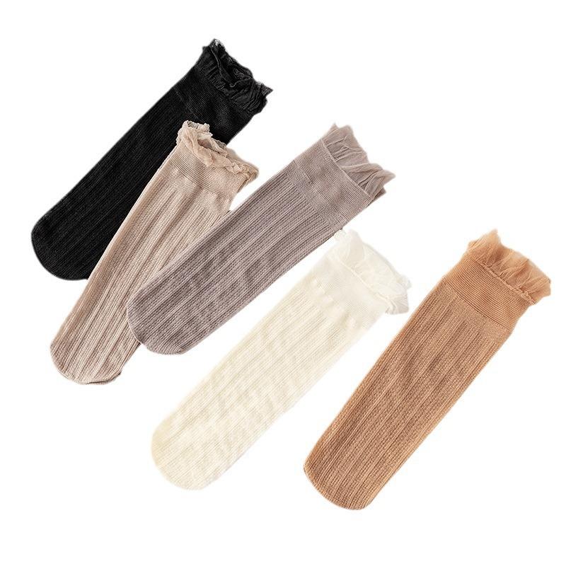 Tất Pha Lê Trong Suốt, Siêu Mỏng, Selvedge Dây, Quần Tất Nữ Dài Giữa Bắp Chân, Xuyên Thấu, Ren, Mùa Xuân Và Mùa Hè, Hàng Mới Về Năm 2025 4
