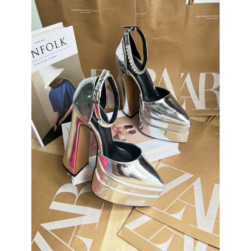 GIÀY 15 PHÂN CAO GÓT NỮ HOTTREND ĐÍNH ĐÁ XOÀN SANG CHẢNH CÁ TÍNH PHÙ HỢP MỌI BỘ ĐỒ PAMIU SHOES Có Quai 4
