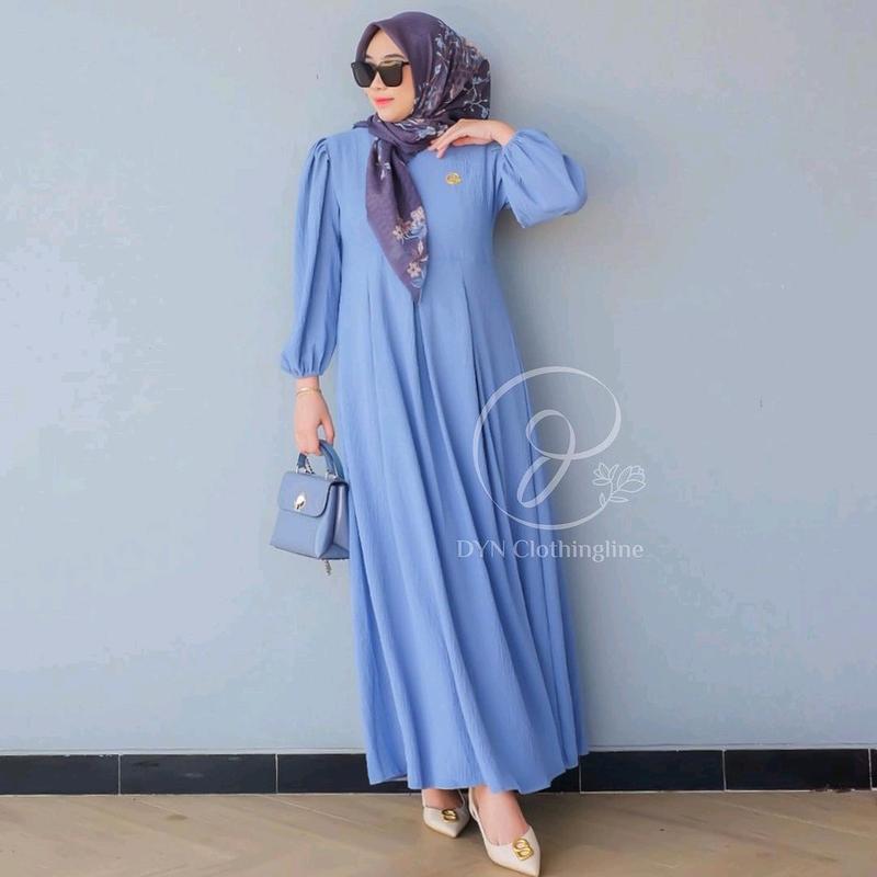 dress karin//gamis kringkel Polos Navy 4