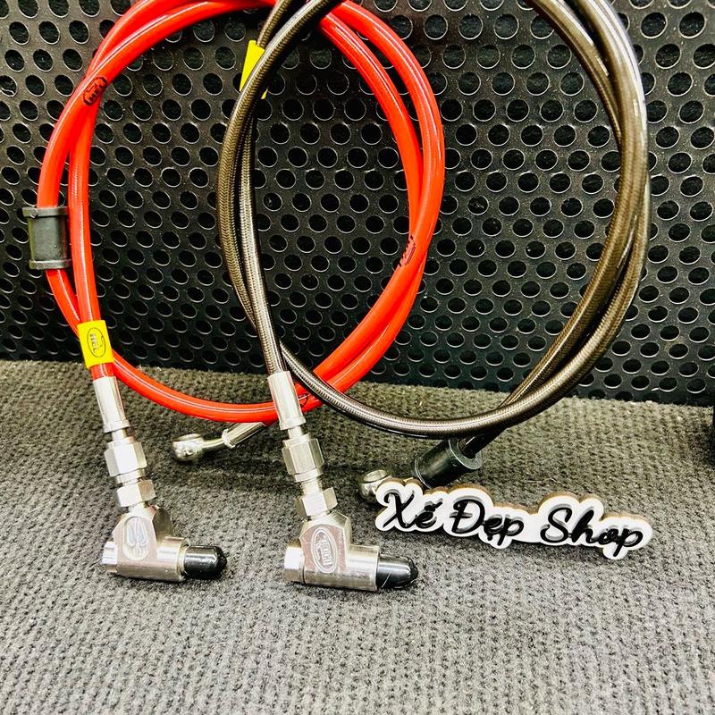 dây dầu hel inox đầu adapter - gắn được heo nissin hoặc heo rin - phụ kiện thay thế dây dầu Phụ Tùng