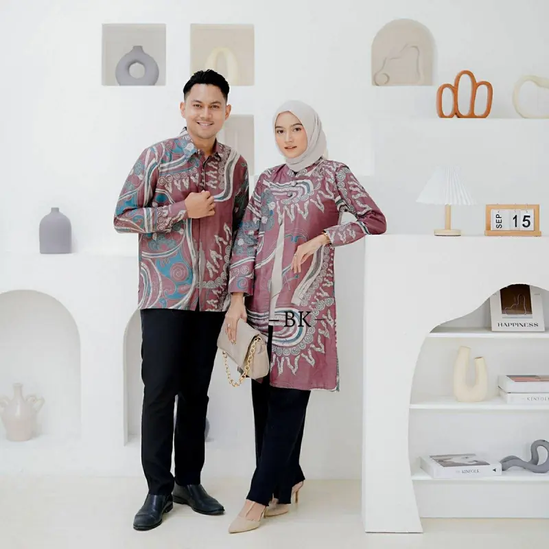 ATASAN BATIK COUPLE MODERN ABSTRAK || ATASAN KERJA || SERAGAM KERJA || M-L-XL-XXL-3L-4L JUMBO 4