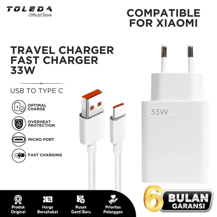 Gambar Charger  33w Compatible For Xiaomi Fast Charging Turbo Type-C dari Toleda Indonesia Kota Tangerang Tokopedia