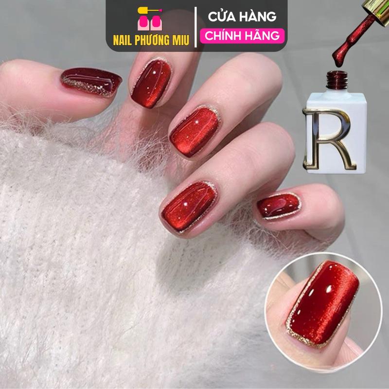 Sơn Gel Mắt Mèo Kim Cương Đỏ CR Chính Hãng 15ml Nhũ Tuyết Siêu Mịn CR01 Làm Nail Ánh Mắt Mèo màu Đỏ đô 9D Dùng Nam Châm Hút Siêu Sáng