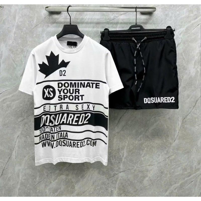 Bộ Quần Áo Phông DSQ Màu Trắng Hottend Nam nỮ Mùa hè 2025 Giá Siêu Hạt Rẻ Phối Quần DSQ