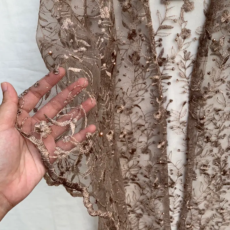 Ajmala - Long Outer brokat flower - baju kondangan wanita - baju kebaya wisuda - outer brukat panjang 4