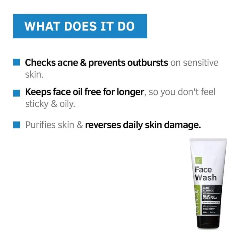 GAMAL | Ustraa Face Wash Neem & Charcoal | 100gr | Facial Wajah Berjerawat dan Berminyak 5