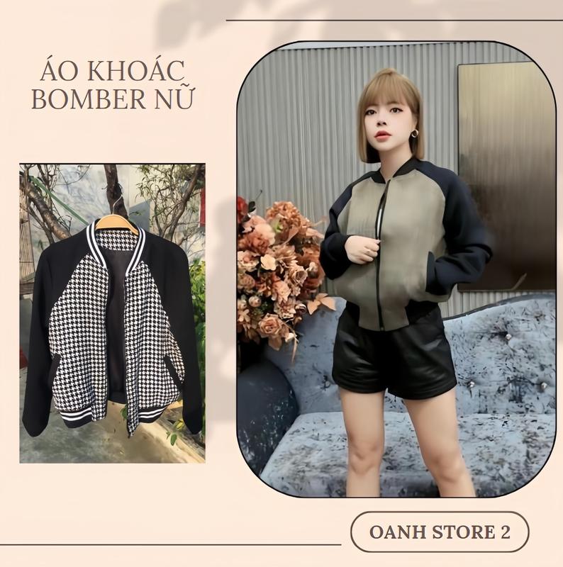 Áo khoác nữ bomber dáng ngắn 2 lớp chất liệu nỉ form dáng ôm - Áo khoác kẻ caro 3 màu ( Áo phối tay phi xà cừ) Jacket Top