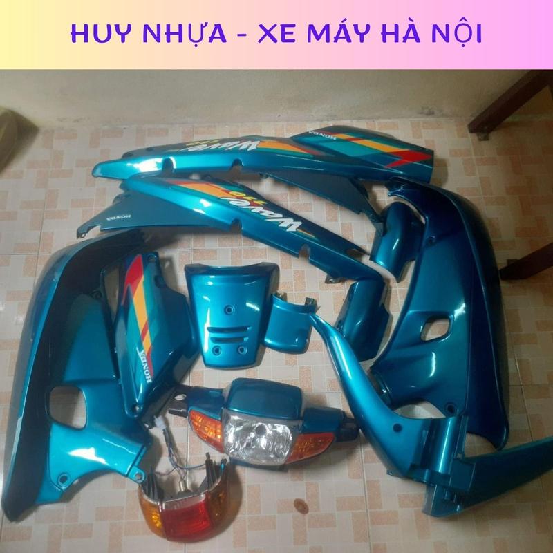 Combo Đèn Dàn Áo Wave Thái 110 Cao Cấp - Bộ Vỏ Xe Wave Thái 110 Kèm Tem 3 Lớp - Dàn Áo Wave Nhỏ 110 Thái Xanh Ngọc Phụ Kiện Phụ Tùng