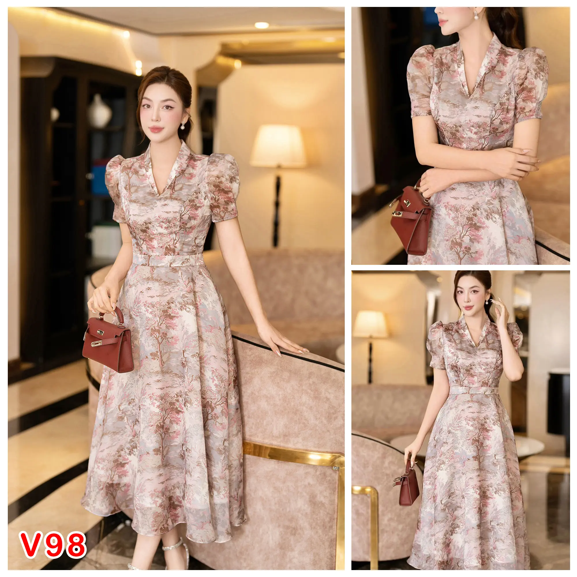 ĐẦM #V98 ĐẸP KIÊU SA - TRẮNG DA GỌN DÁNG Nữ Dress  Th ời trang ời trang váy dự tiệc Women