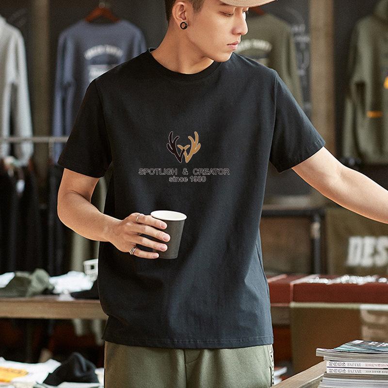 Product Introduction of Pure Cotton T-Shirt Men's Loose Round Neck Short Sleeve Casual T-Shirt Printed Short Sleeve Men's Trendy Brand Foreign Trade Wholesale 10