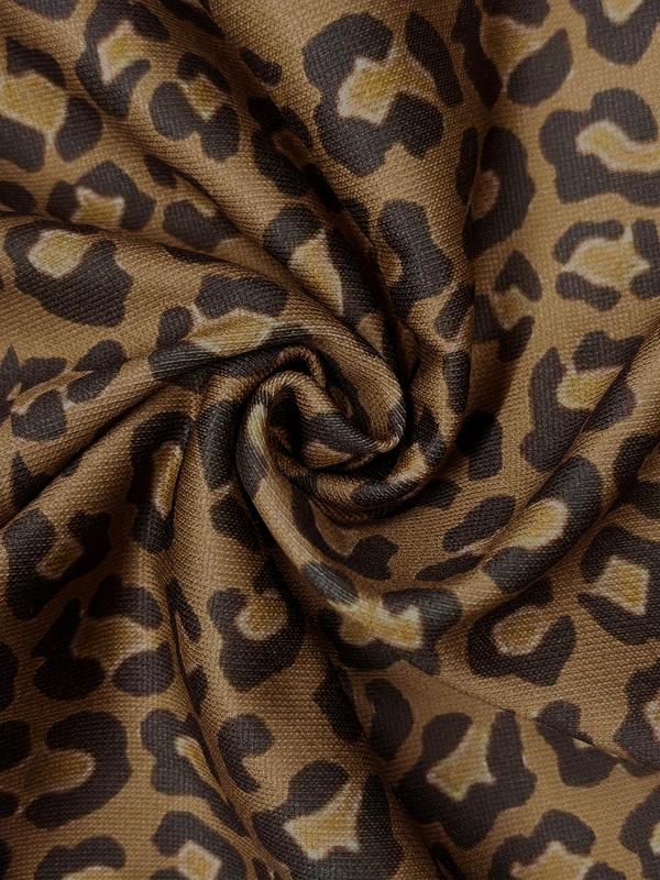 Women's Fashionable Leopard Print Sweatpants, Casual Versatile Loose Colorblock Sweatpants, Side Stripes Straight Leg Pants for Fall & Winter 7