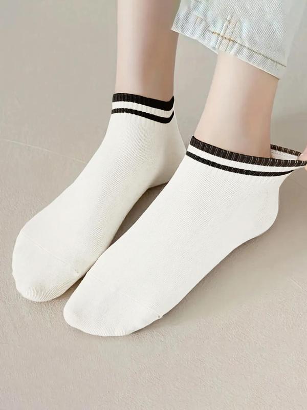 Women's 5 Pairs Striped Print Ankle Socks, Low Cut Comfort Breathable Soft Cozy Socks for Women, Multipack Knit Crew Socks, Women's Socks & Hosiery 2