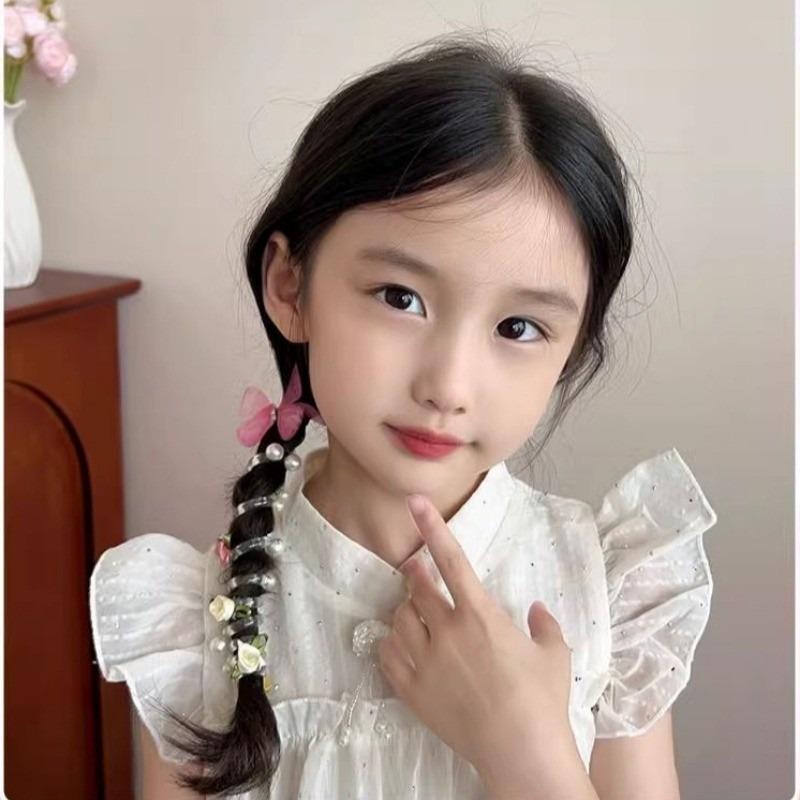 Korean Fashionable Children's Butterfly Flower Pearl Phone Cord Hair Rope 4