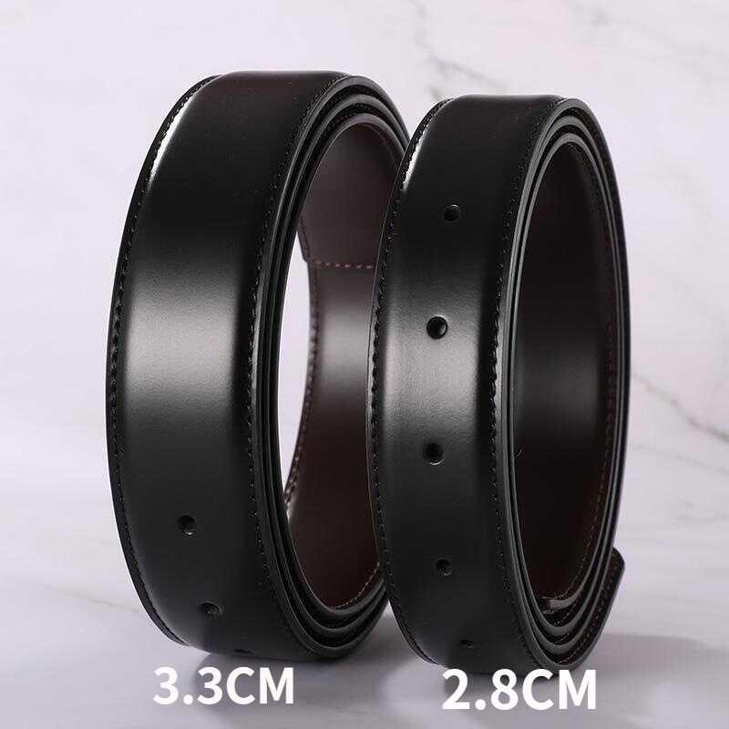 Product Introduction of 1pcs No 2.8CM 3.3CM Width Use on Both Sides Brand Pin Genuine Leather Double sided Black Coffee Men's Belts Body Without Buckle Strap 0