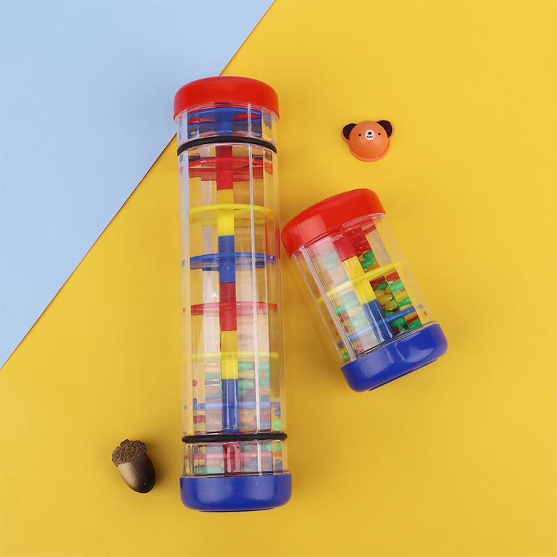 Product Introduction of Montessori Wooden Toys Rain Rattle Stick Rainbow Hourglass Educational Sound Rainmaker Simulated Raining Sound Kids Sensory Toys 4