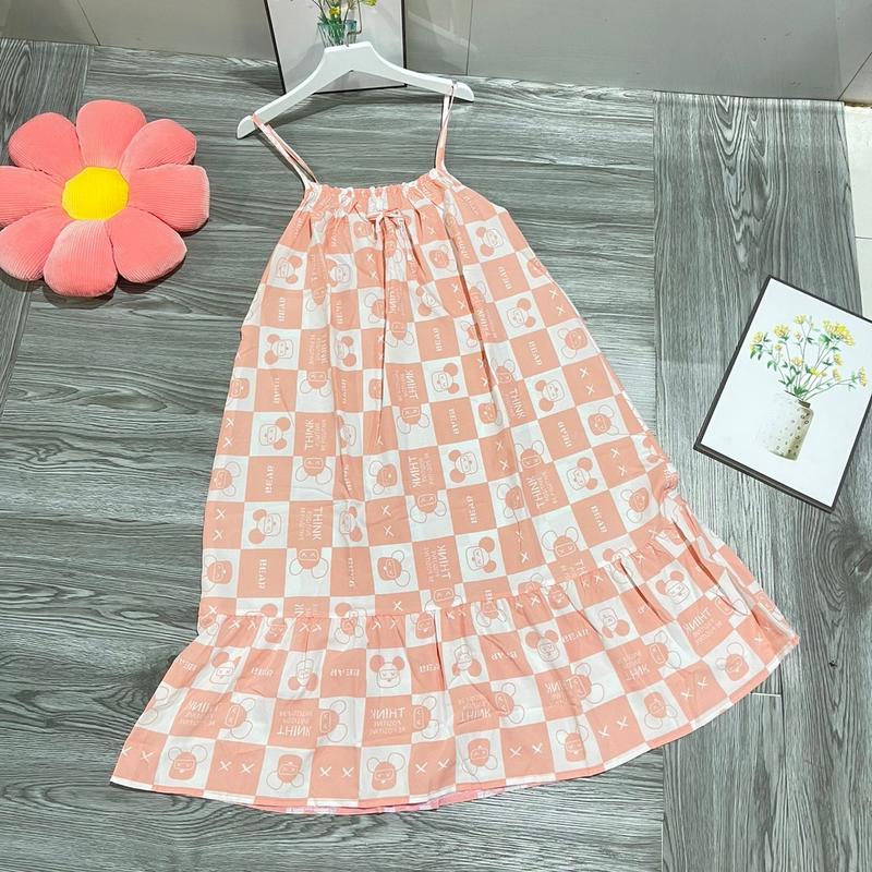 (40-85kg) BIGSIZE Đầm Dây Nhỏ Hoạ Tiết Hình, Dáng Xuông Đuôi Cá, Dành Cho Nữ, Chất Vải Lụa Women Dress