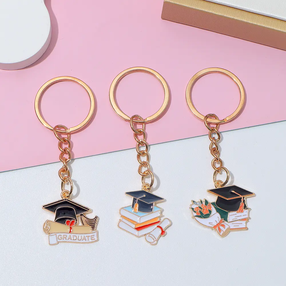 Rantai Kunci Papan Tukul Enamel, Reka Bentuk Comel, Cincin Kunci Inspirasi Graduasi, Sesuai untuk Pelajar, Hiasan Beg Tangan, Barang Kemas DIY Kreatif, Hadiah Bell
