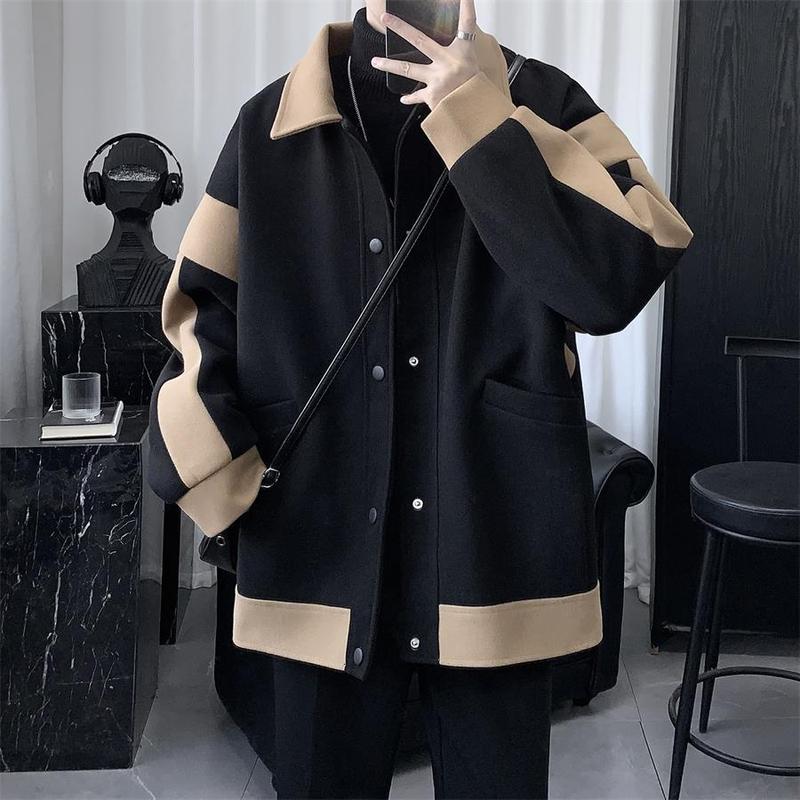 Ins Hàn Quốc Hợp Thời Trang Cho Nam, Quần Áo Phong Cách Hồng Kông, Áo Khoác Len Dày Ngoại Cỡ, Áo Khoác Thời Trang Dáng Rộng Đa Năng, Mùa Thu Và Mùa Đông