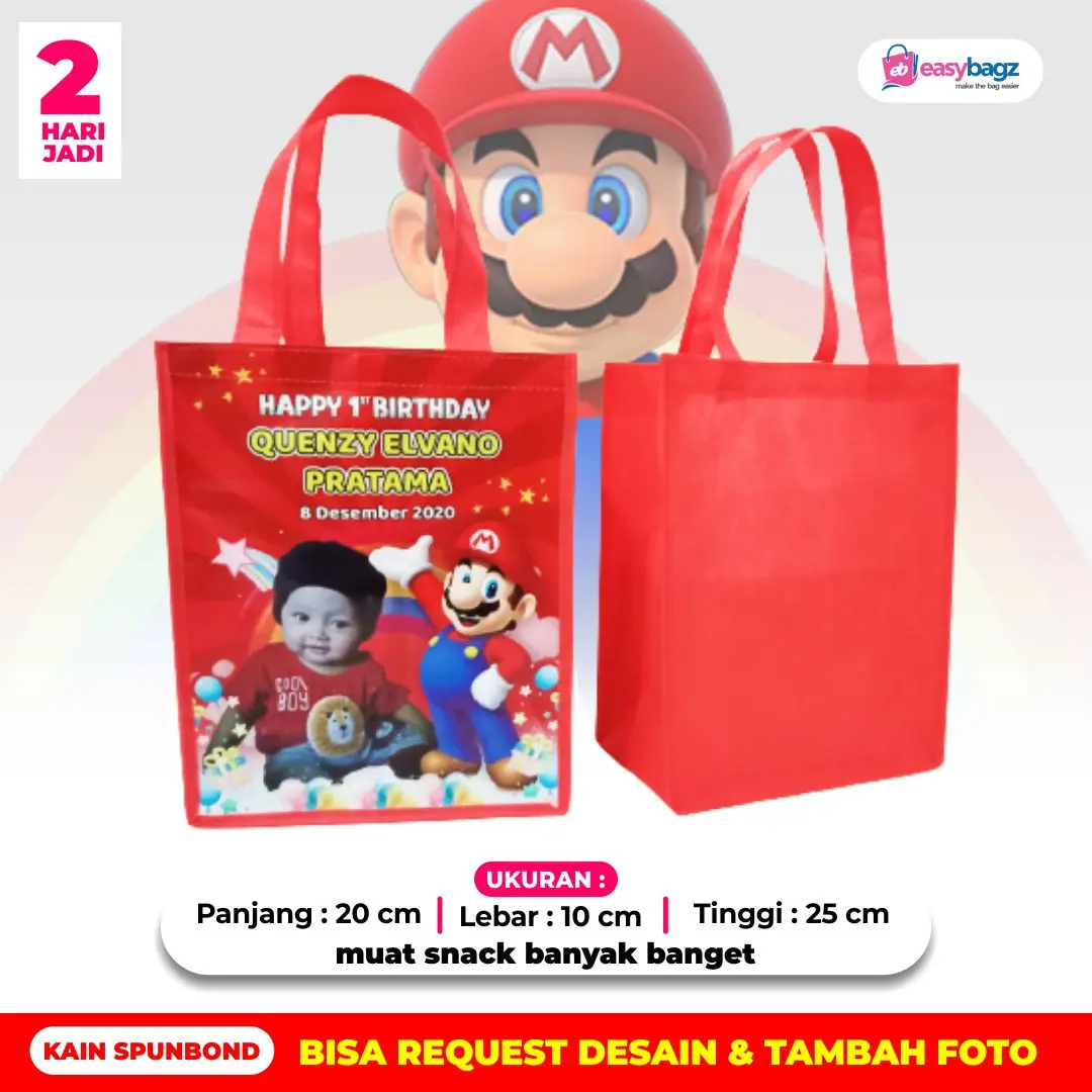Tas Souvenir Ulang Tahun 40 Pcs Model Potrait Kain Spunbond dan Banner Frontlite Cetak Tajam