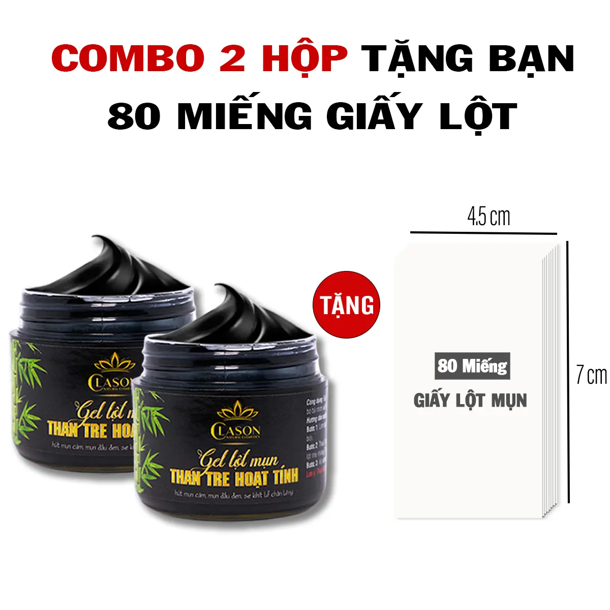 2 Hũ Gel Mặt Nạ Lột Mụn Đầu Đen Mụn Cám Than Tre Clason Tặng Kèm 80 Miếng Giấy Lột