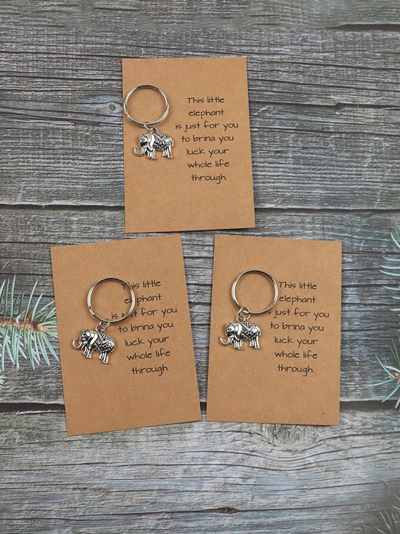 Product Introduction of Elephant Shaped Keychain, Durable Key Ring, Pocket Hug with Inspirational Quotes, Small Portable Keychain for Adventurers and Travel Lovers 3