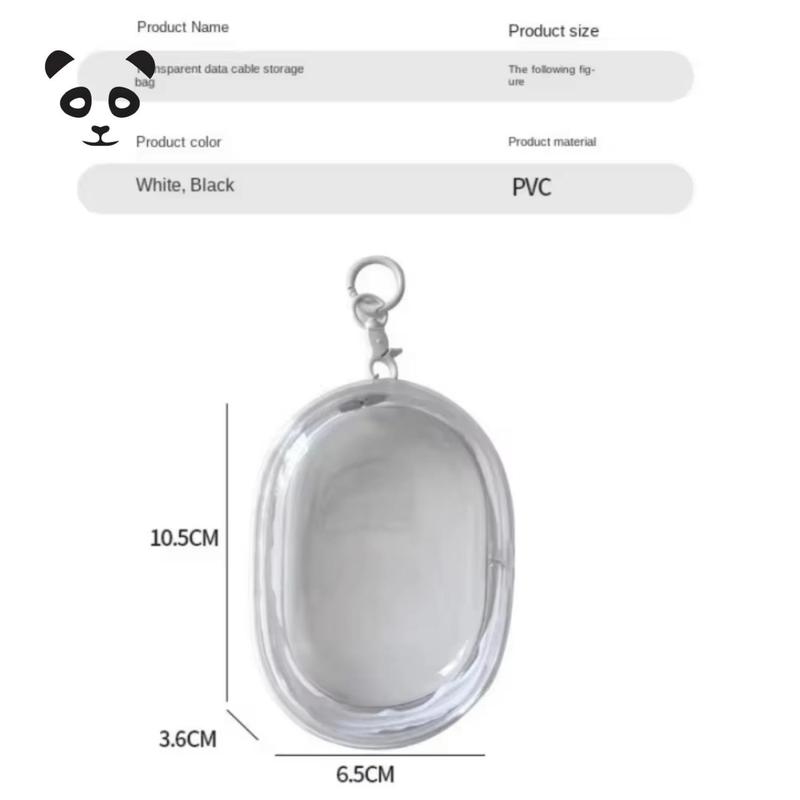 Data cable charger earphone transparent storage small round bag 6