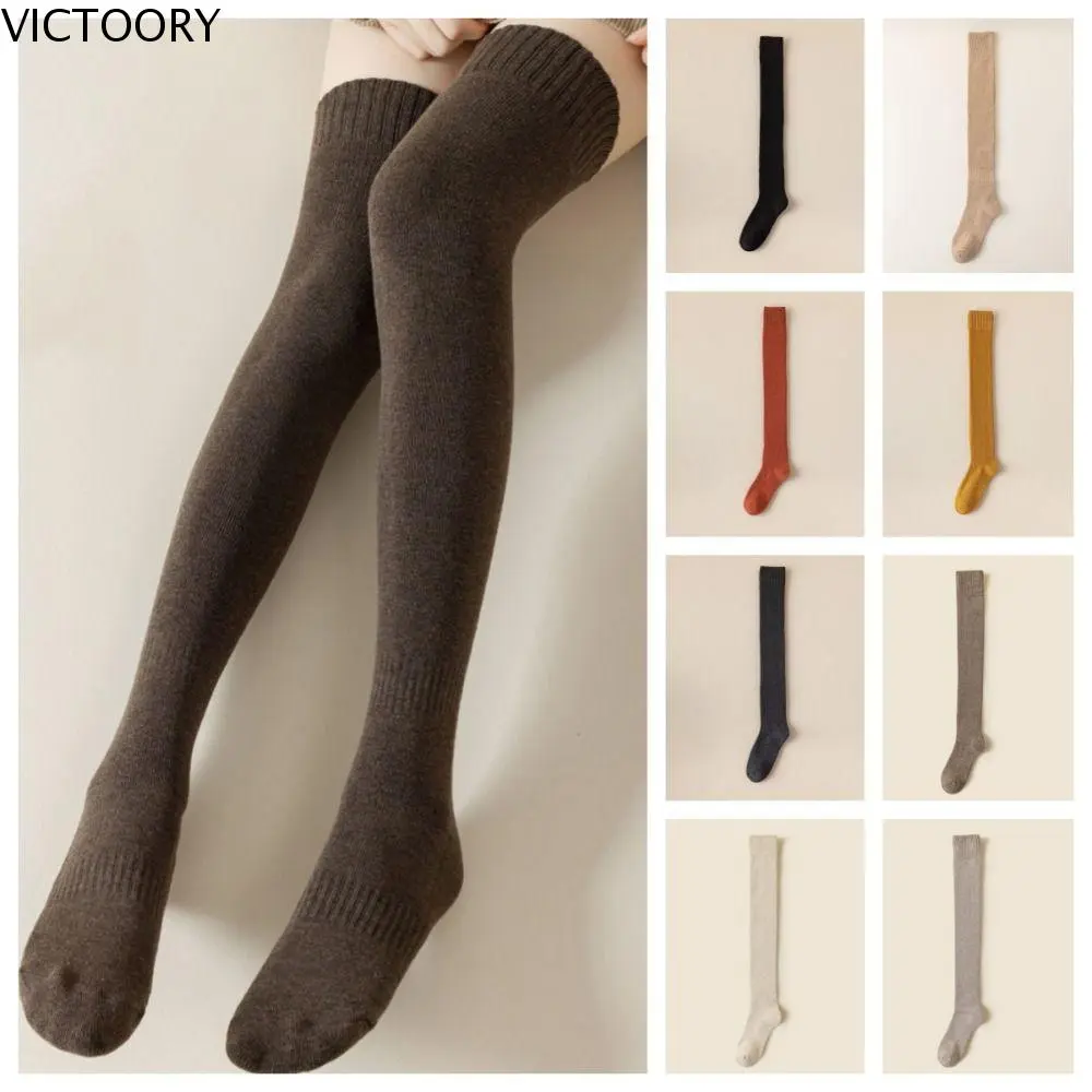Tất Len Ống Dài Cho Bé Gái, Tất Cotton Dày Tiện Lợi, Bốt Chân Màu Trơn, Tất JK Women Ong