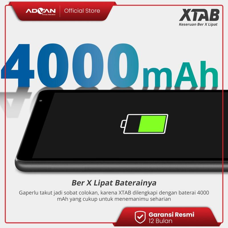 (FREE CASE) ADVAN XTAB 4GB/64GB 8" Inci Quadcore T310 Tablet Android 13 HD IPS Dual SIM 4G LTE Dual Camera WiFi Bluetooth 7