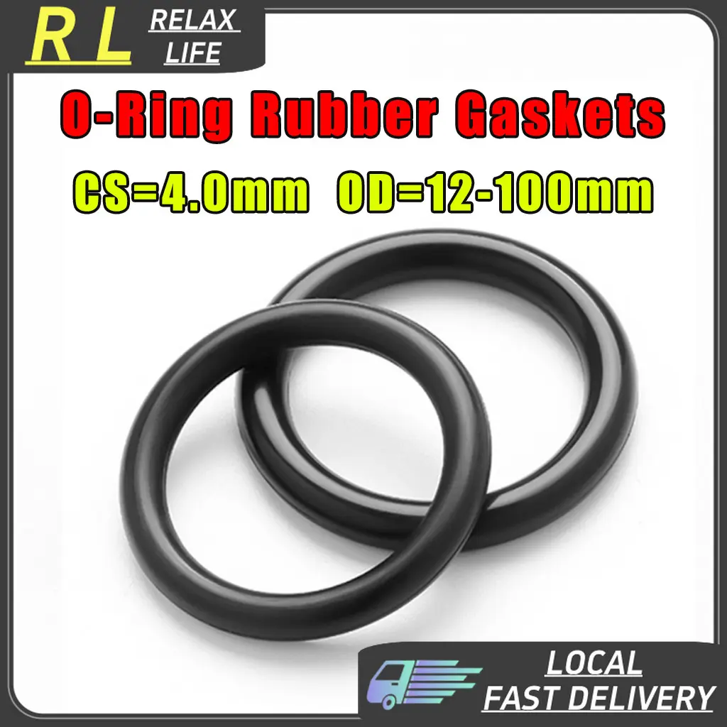 ✨RL✨cs4.0mm*OD12-100mm Black FKM O-ring Rubber Gaskets Seal Ring Washer Set Nitrile Rubber Gasket High Pressure O-Rings Washers NBR Faucet Sealing Valve O Rubber