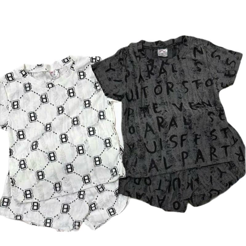 Combo 2 bộ quần áo vải đũi rách cho bé trai và bé gái