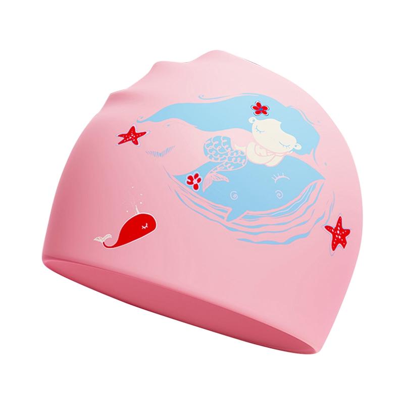 Product Introduction of Children's Swimming Cap Boys And Girls Long Hair Waterproof Head Training Professional Swimming Cap Silicone Cap 0