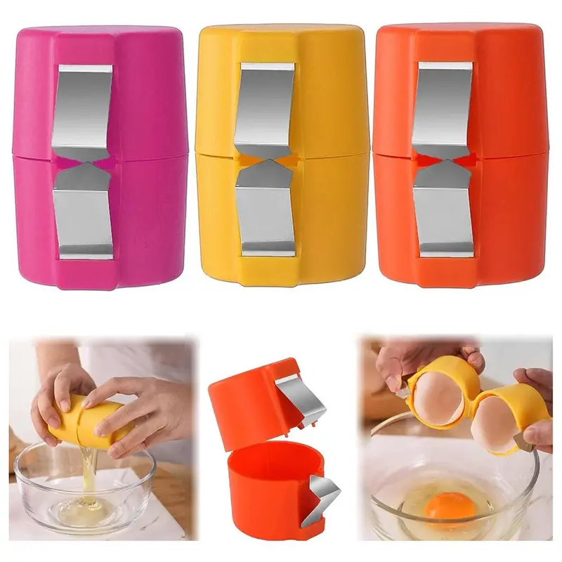 Portable Plastic Egg Opener, 3 Counts Quick Egg Cracker, Stainless Steel Kitchen Gadget, Household Kitchen Cooking Essentials, Home Kitchen Accessories, Kitchenware 5