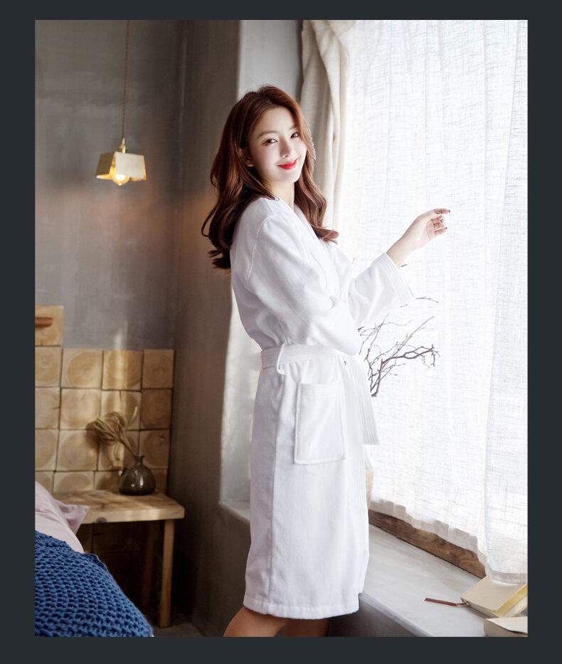 Product Introduction of Pure Cotton Hotel Bathrobe 2024 Autumn Winter Men's Quick Dry Towel Material All Seasons Adult Sleep Robe Hotel Style 9