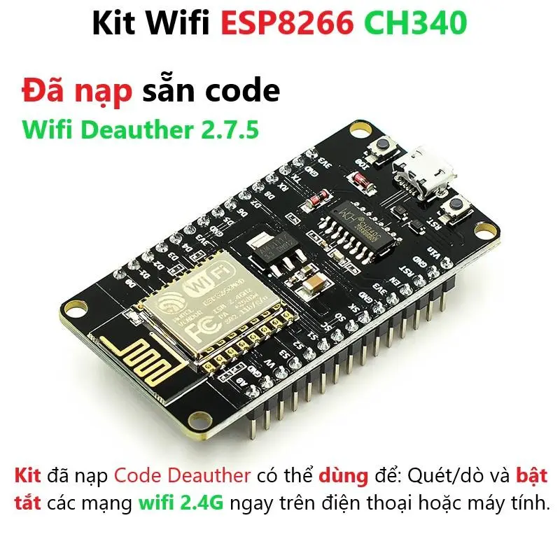 Mạch bật tắt wifi ESP8266 NodeMCU Lua V3 CH340, Kit Wifi Esp8266 D1 Mini ứng dụng bật tắt wifi 2.4G