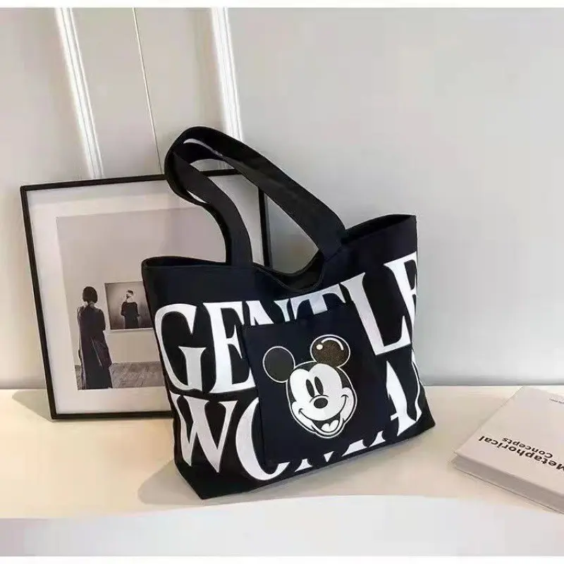 Túi Tote Vải Bố, Sức Chứa Lớn, Thiết Kế Mickey & Phụ Nữ Nhẹ Nhàng, Hàng Mới Về Năm 2024, Túi Tote Đeo Vai Thời Trang, Túi Mua Sắm Cầm Tay Thích Hợp Để Đi Chơi 2
