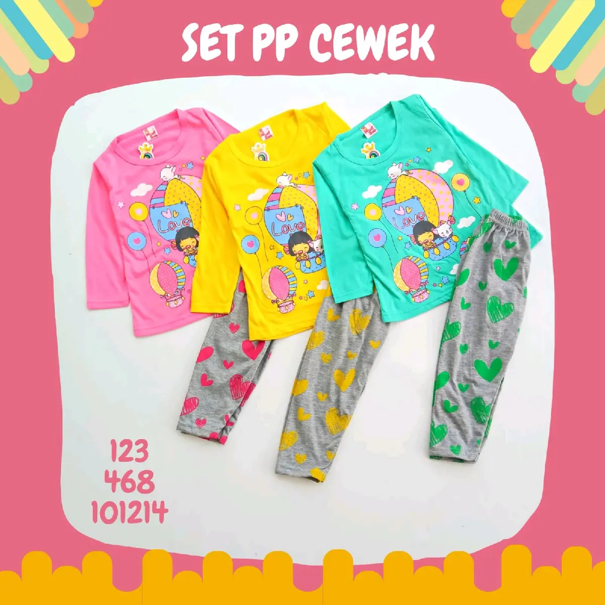 SETELAN PANJANG ANAK CEWEK 1-10thn MOTIF BORDIR/SABLON