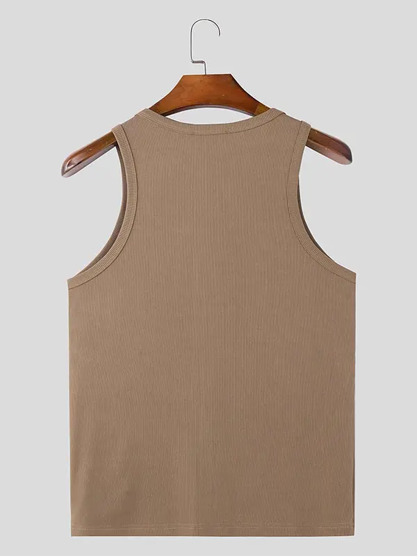 Men's Solid Zip Up Knit Tank Top, Regular Fit Casual Sleeveless Vest for Summer, Fashion Men's Top for Daily Wear 1