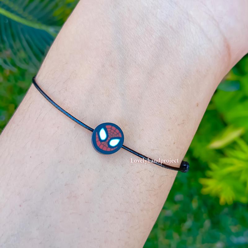 Gelang Couple Spiderman Miles Morales & Gwen Stacy Free Box Tali Waterproof Anti Air Satin Hitam Lembut Copel Super hero Into the spider verse gelang  couple 2