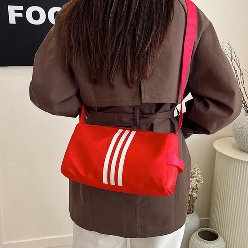 Product Introduction of Travel Fitness Shoulder Bag Nylon Contrast Color Messenger Bag Waterproof Large Capacity Casual Pillow Bag Commuter Fitness Bag 20