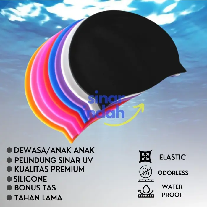 Topi Renang Swim Cap Penutup Kepala Renang Silicone ALL SIZE Speedo 1