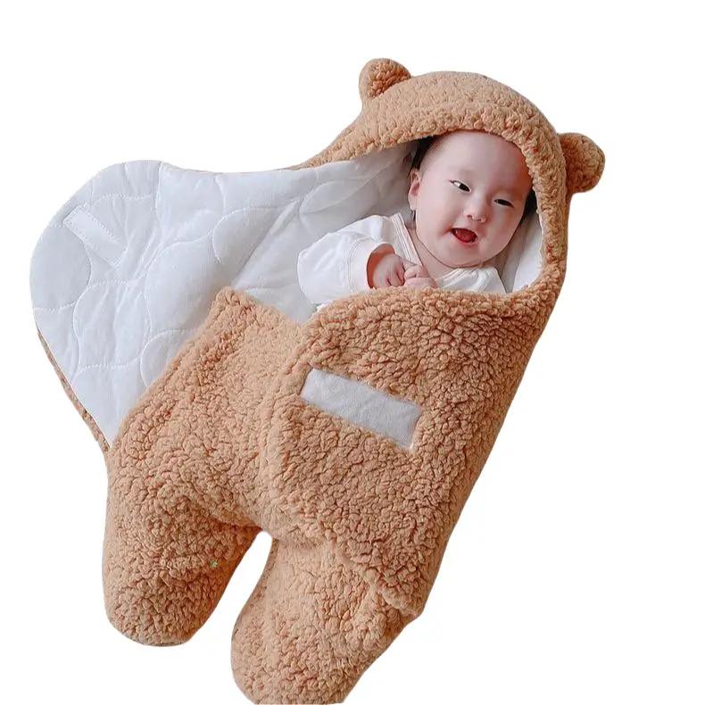 Chăn ủ lông cừu có chân cho Bé loại mỏng mát 1 size Cho Bé 0-3 tháng tuổi 3~6kg ~52cm~ Và loại dày ấm 2 size Voi Gối Ngủ