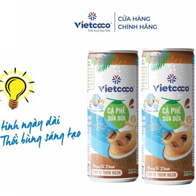 COMBO 2 LON CÀ PHÊ SỮA DỪA LON NHÔM VIETCOCO 240ML Milk