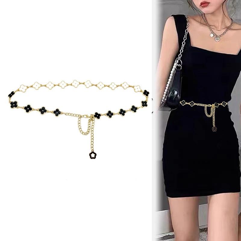  Thắt Lưng Đai Váy xích 2 mặt đen trắng phối váy đầm 