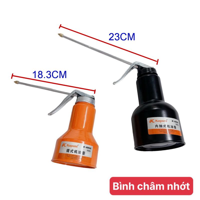 BÌNH CHÂM DẦU NHỚT MỎ DÀI KAPUSI MÀU CAM 350ML, ĐEN 500ML