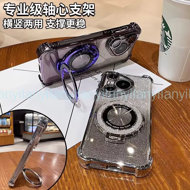 Ốp Chống Sốc, Dành Cho OPPO A58 A78 4G 5G, Bốn Góc, Ốp Điện Thoại Chống Sốc, Mạ Ốp Lấp Lánh, Hút Từ Tính, Che Phủ Toàn Bộ, Có Giá Đỡ 7