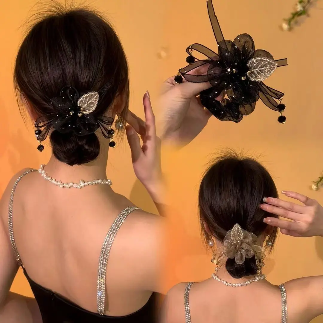 Organza Scrunchie, Elegant Flower Hair Tie With High-End Feel, Stylish And Sophisticated Hair Accessory For Women