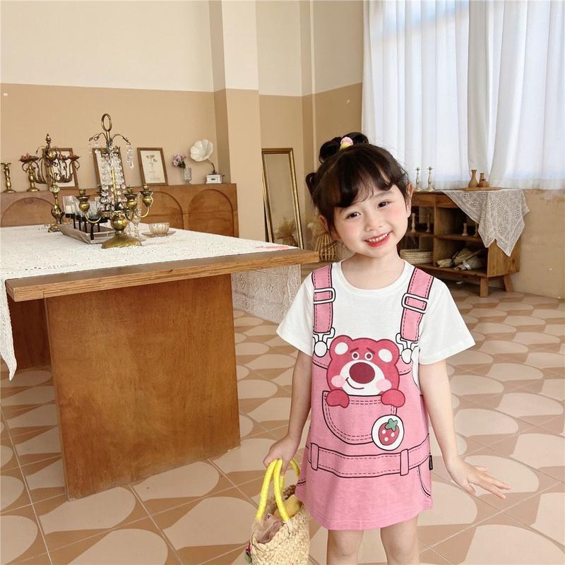 Product Introduction of ชุดเด็กผู้หญิง หน้าร้อน มาใหม่ ทรงหลวม ปลอม สองชิ้น เสื้อเชิ้ตแขนสั้น เสื้อยืด กระโปรง สาวน้อย เดรสลายการ์ตูนน่ารัก 3