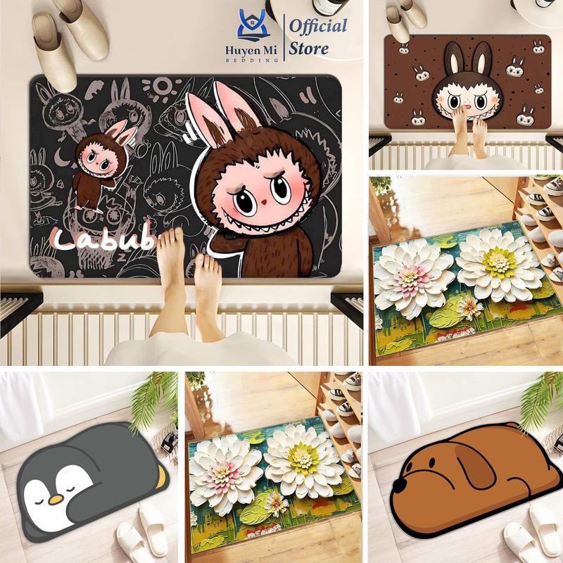 Thảm lau chân in hình 3D,5D LABUBU siêu cute mẫu hot 2024, thảm chất liệu Nỉ lì , Kích thước 40*60cm