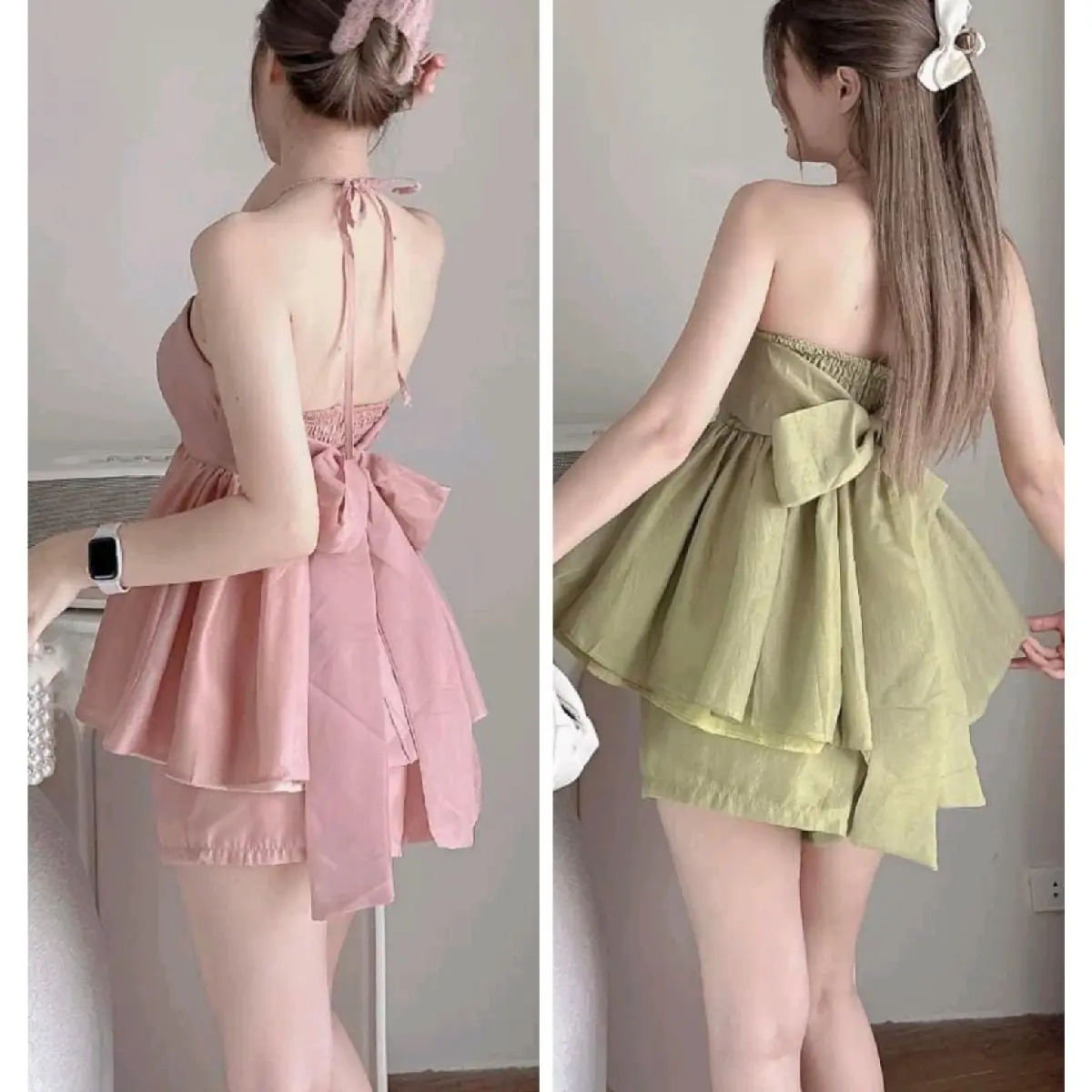 2Q169 - SET áo cổ yếm kèm quần (eo 60-72cm) set babydoll